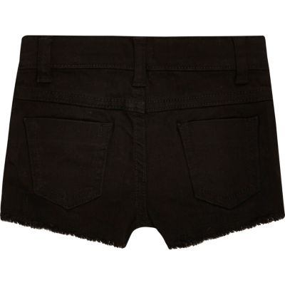 Mini girls black zip denim shorts